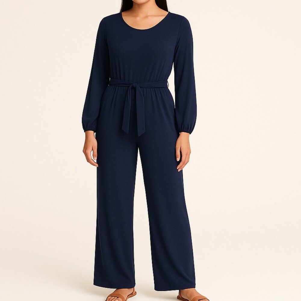 Fraiche by J Navy Blue Jumpsuit